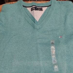 Tommy Hilfiger Men's Aqua V-Neck Sweater